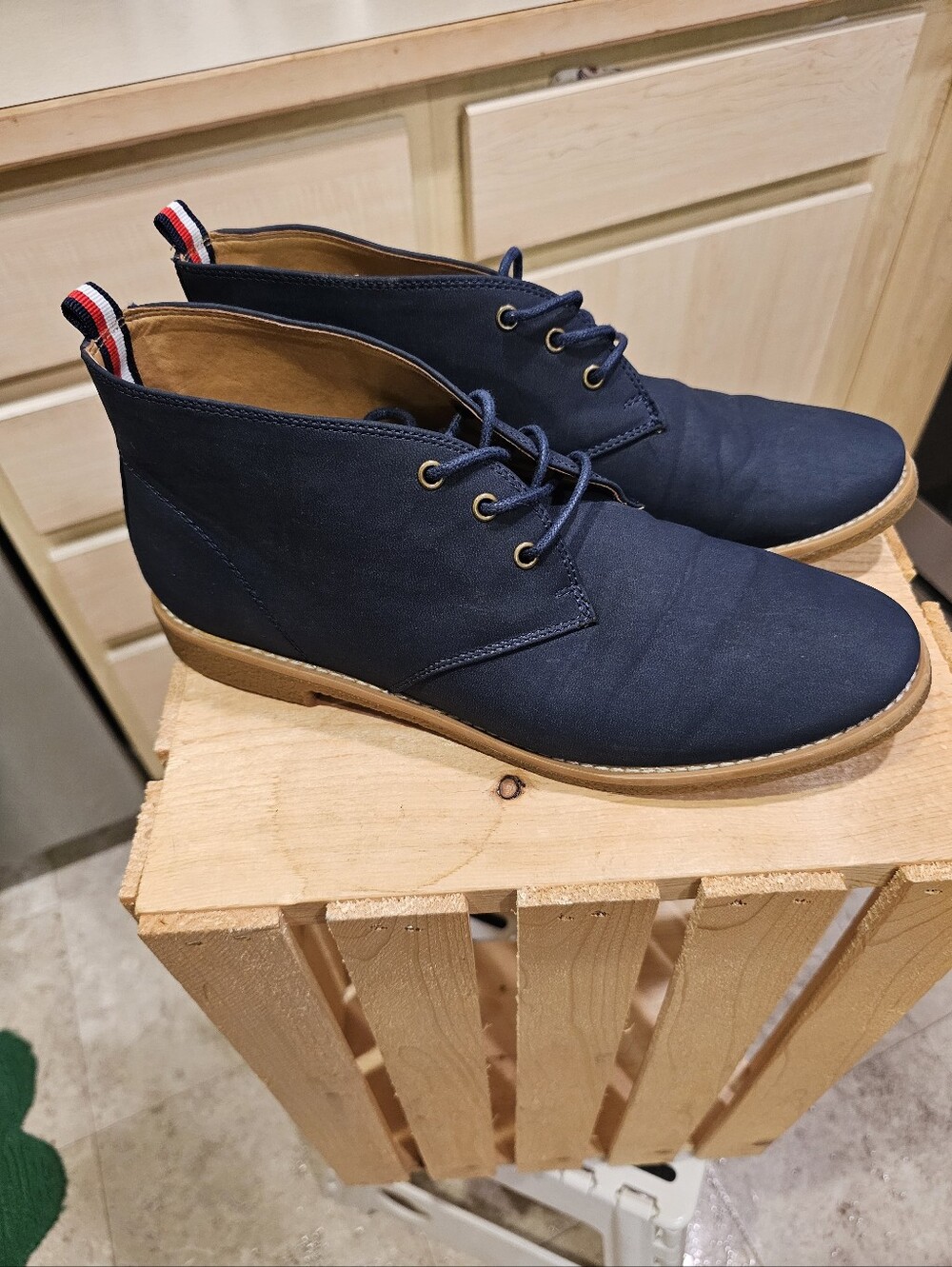 Tommy Hilfiger Navy and Tan Chukka Boots
